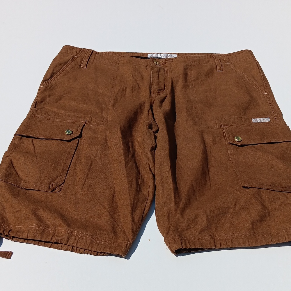 BABY PHAT Women's Brown  Linen / Cotton Blend Cargo Shorts - 13